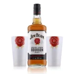 Jim Beam Kentucky Straight Bourbon Whiskey 40% Vol. 1l im Set mit 2 Tonbechern 1